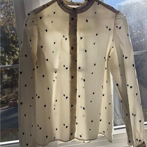 Chic Cream Button Down Shirt with Black Details